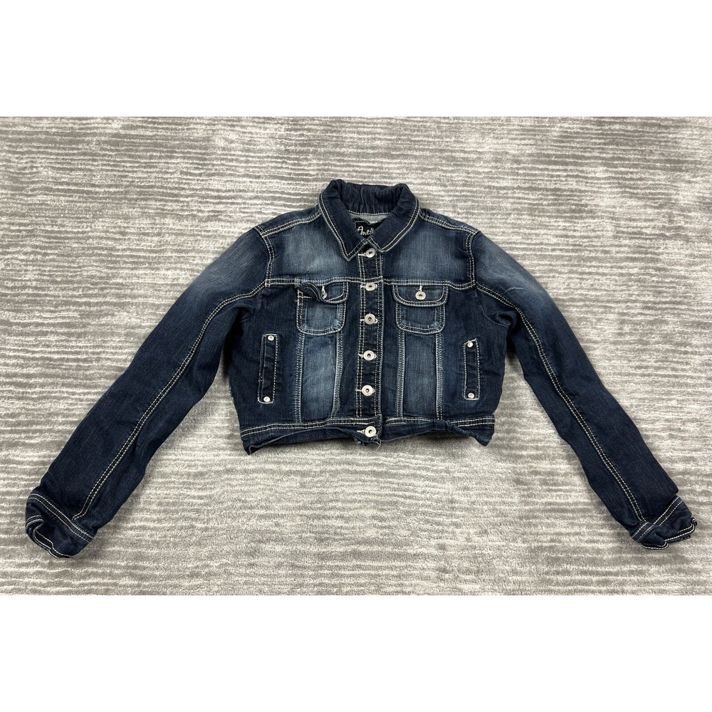 Amethyst Jacket Womens Medium Blue Dark Wash Cropped Cotton Blend